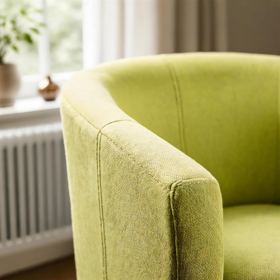 image 1 of Fabric Tub Chair Colour Range Wooden Legs Armchair Living Room Modern Office | Green