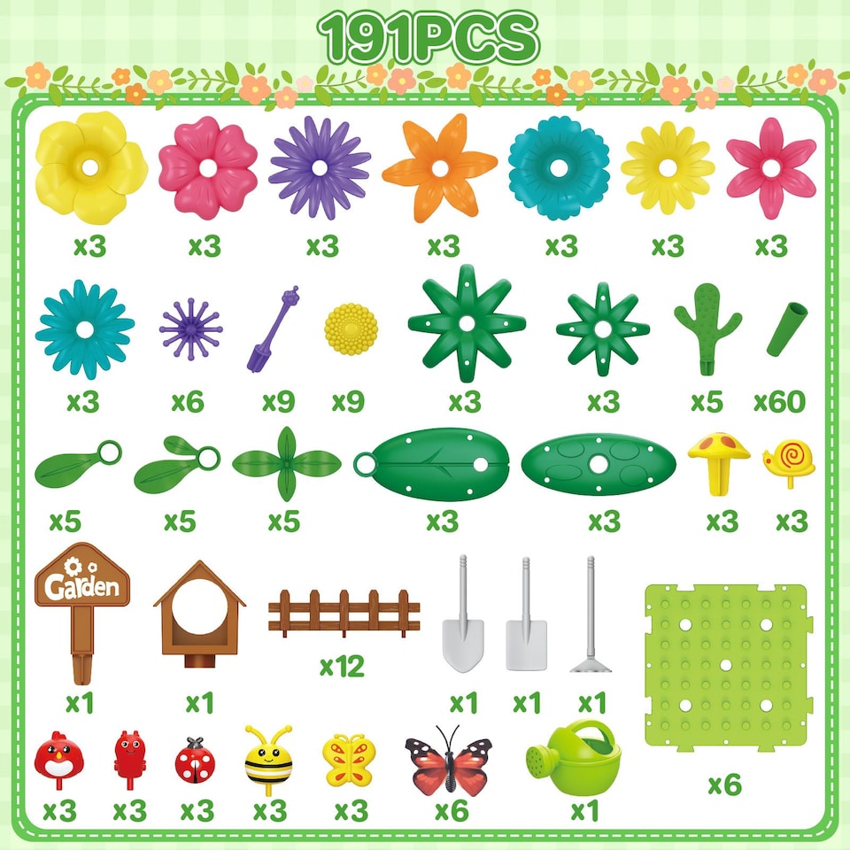 image 1 of 191 PCS Flower Garden Building Toys for Girls STEM DIY Construction Playset for Kids