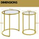 image 6 of Set Of 2 Round Gold Nesting Tables With Tempered Glass | Gold