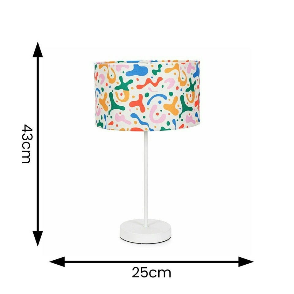 image 1 of ValueLights Charlie White Stem Table Lamp Abstract Shade & Bulb Multi