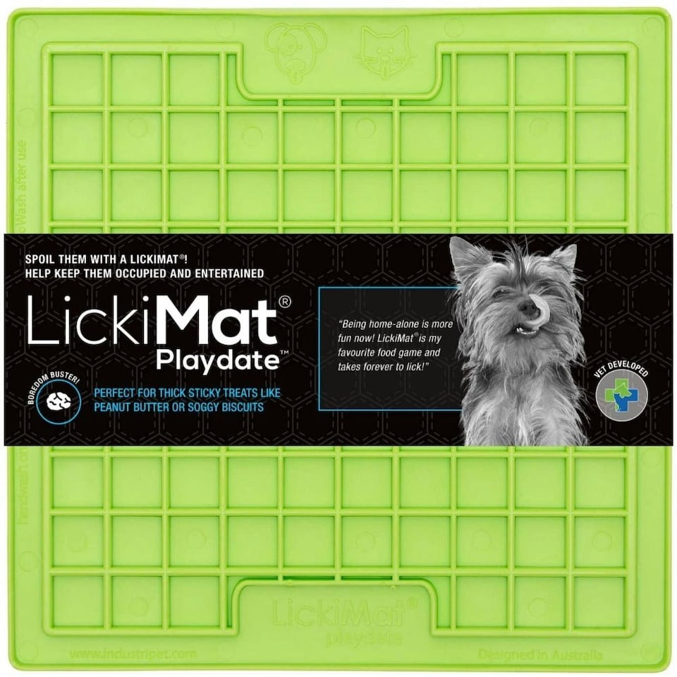 image 1 of Lickimat Playdate Treat Interactive Mat Boredom Buster - Interactive Green