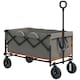 image 1 of Outsunny 160L Folding Trolley Cart w/ Adjustable Handle, Grey and Orange