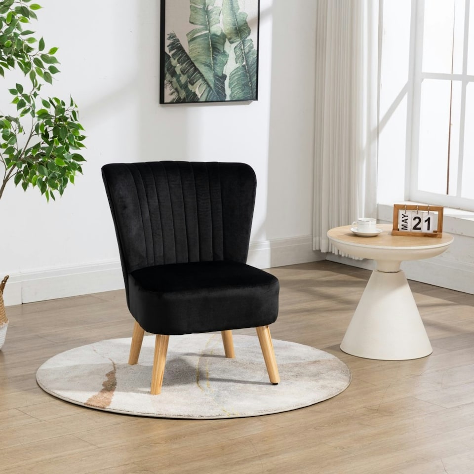 image 1 of Arezza Velvet Accent Chair - Black