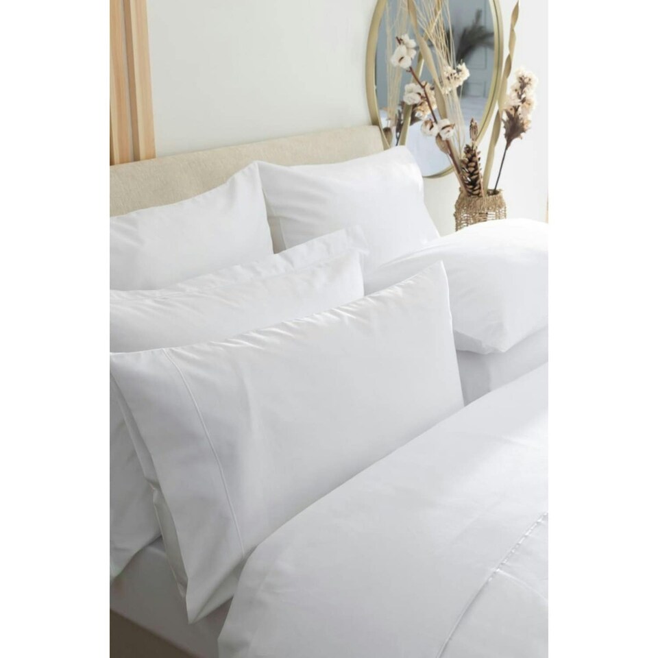 image 1 of Belledorm Embroidered Detail Egyptian Cotton Pillowcase - White - 75cm x 50cm | White