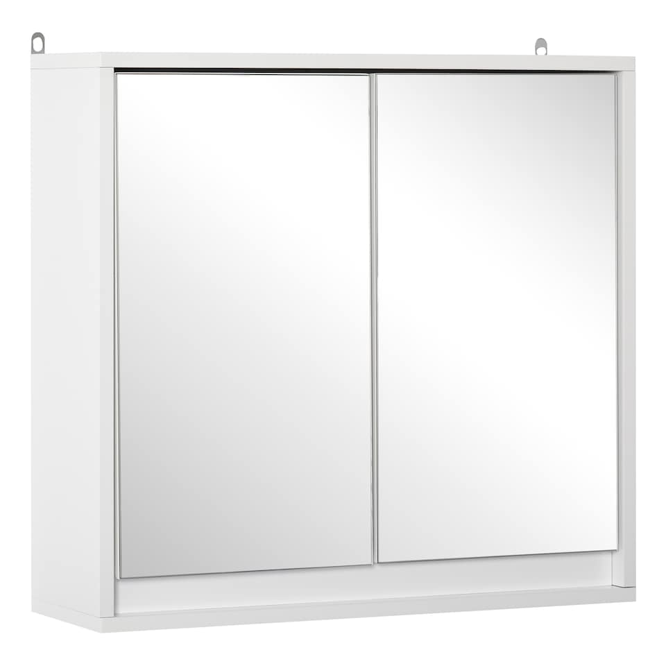 image 1 of HOMCOM Bathroom Mirror Cabinet Wall Mounted Storage Shelf Bathroom Cupboard Double Door, White