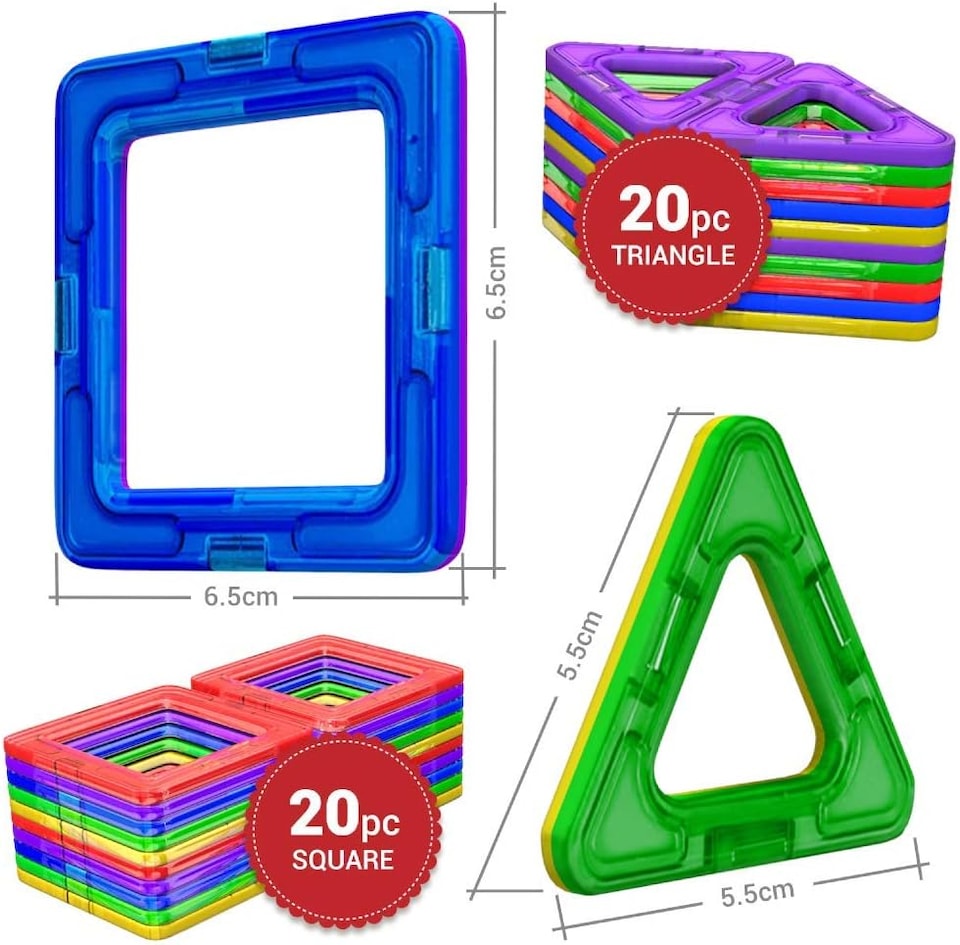 image 1 of Desire Deluxe Magnetic Building Blocks 40pc Construction Toys Set for Kids Game | STEM Creativity Educational Magnets Toy Blocks for Boys Girls Age 3 4 5 6 7 Year Old