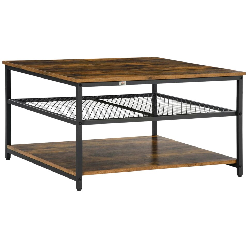 image 1 of Industrial 3 Tier Coffee Table Rustic Brown | Brown