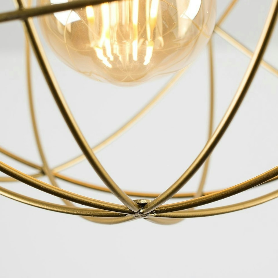 image 1 of ValueLights Retro Style Gold Metal Basket Cage Ceiling Pendant Light Shade
