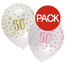 Creative Party Latex 50th Birthday Balloons (Pack of 6) - Multicoloured - One Size