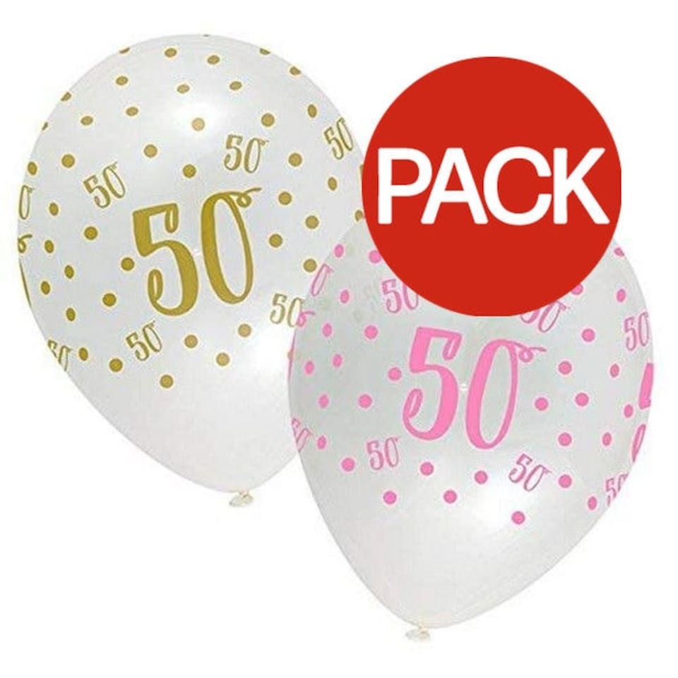 Creative Party Latex 50th Birthday Balloons (Pack of 6) - Multicoloured - One Size