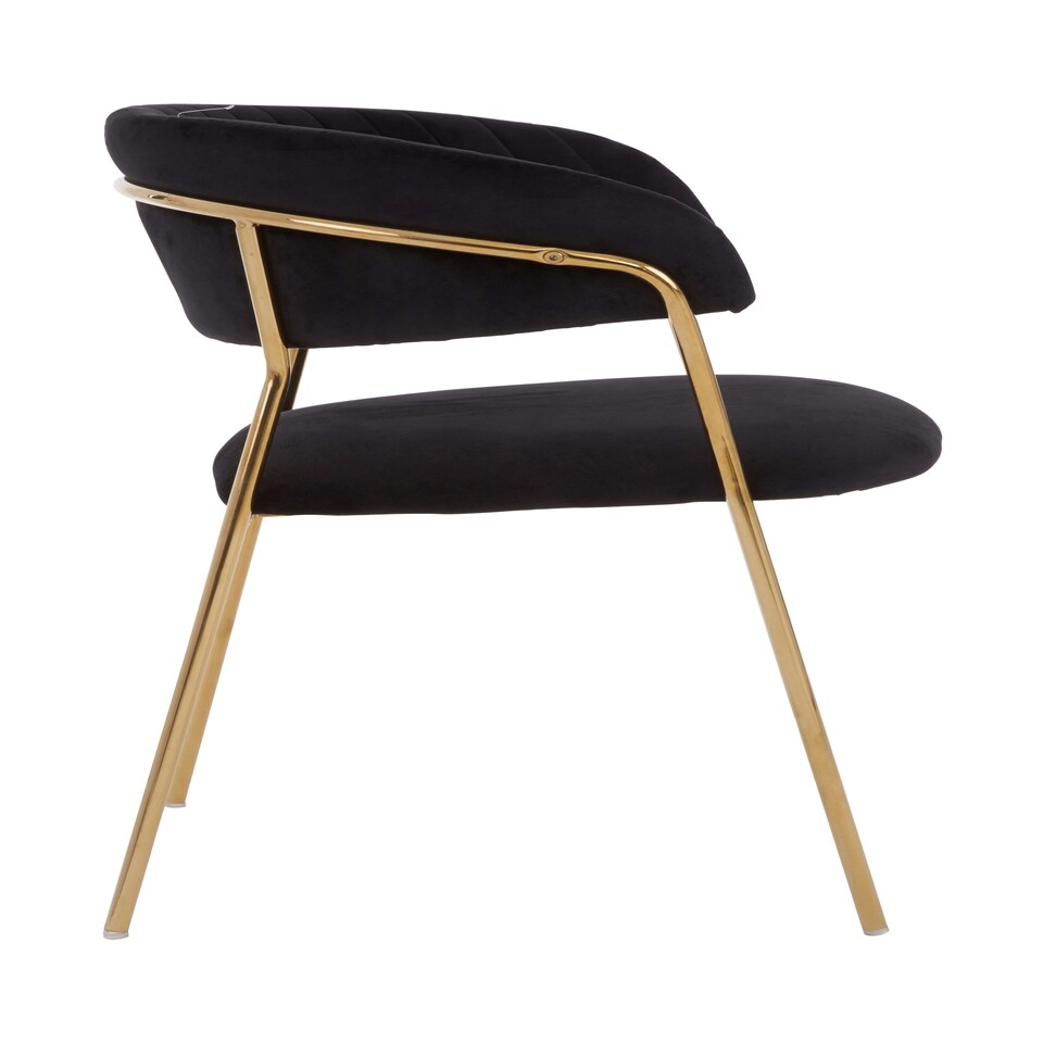image 1 of Interiors by Premier Soft Black Velvet Dining Chair, Modern Dining Armchair, Black and Gold Luxury Dining Chair for Home, Lounge