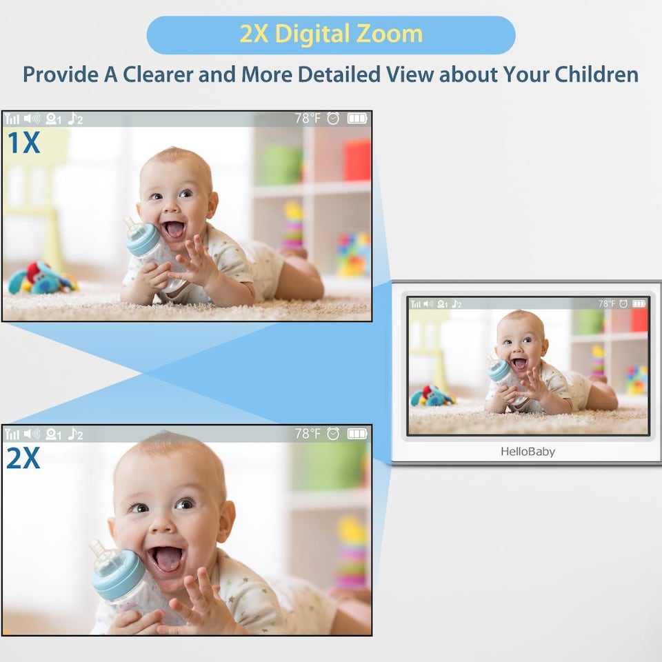 image 1 of HELLOBABY HB6049 4.3 Inch LCD Display Baby Monitor - White