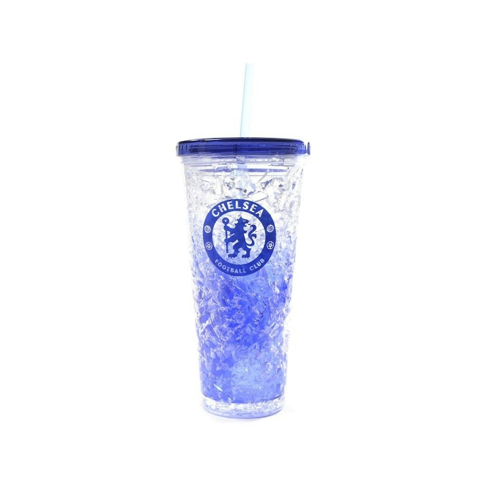 image 1 of Chelsea FC Crest 600ml Freezer Cup With Straw - Blue - One Size