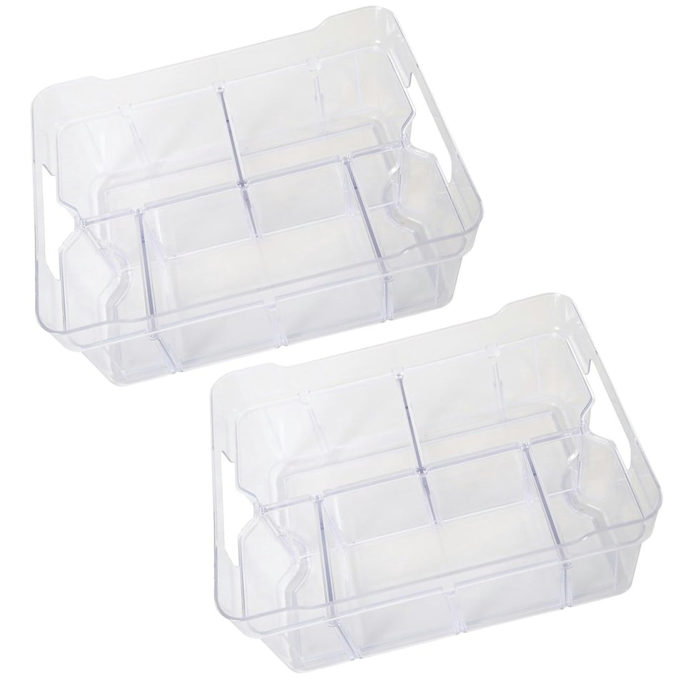 image 1 of 3 x Small (25.5cm x 18.5cm x 9cm) Adjustable Plastic Modular Storage Compartment Organisers Great For Crafts, Makeup & Food | Clear