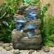 image 3 of Primrose 4 Tier Rock Falls Patio Garden Water Feature with LED Lights 54cm