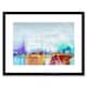 image 1 of Colourful Abstract Harbour Landscape Oil Painting 9x7" Black Framed Wall Art Print