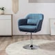 image 2 of HOMCOM Swivel Linen Fabric Accent Chair for Living Room Contemporary Vanity Armchair with Adjustable Height Thick Cushion Lumbar Support Armrest for Bedroom Office Blue
