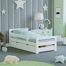 Junior Vida Taurus Toddler Bed With Storage Drawer, White, 70 x 140cm
