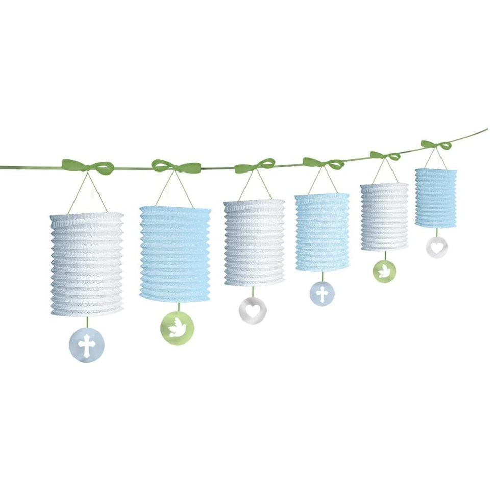 Amscan Paper Lantern Christening Garland - Blue/Green/White - One Size