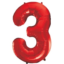 Red Number 3 Helium Foil Giant Balloon 86cm / 34 in