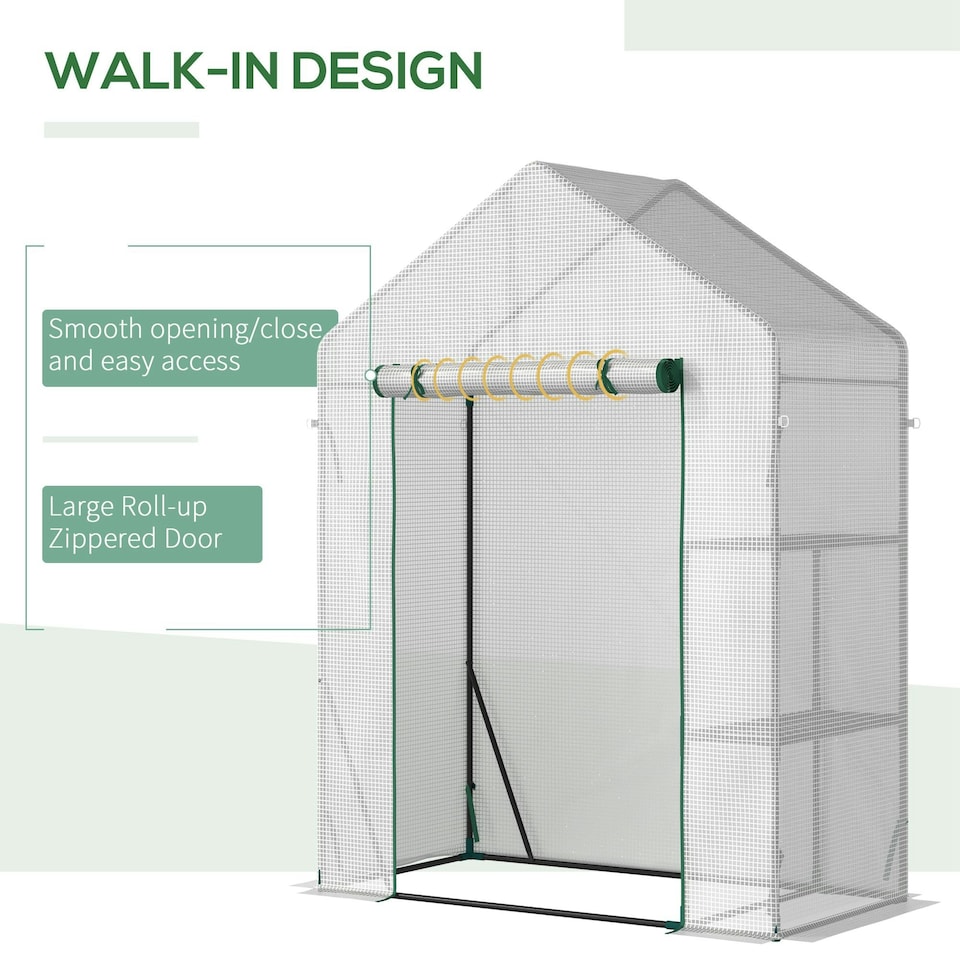 image 1 of Outsunny Greenhouse for Outdoor, Portable Gardening Plant Grow House w/ Shelf