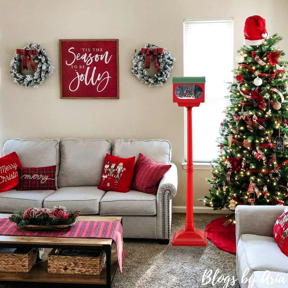 image 1 of COSTWAY Christmas Street Lamp Decoration 150 cm Street Light Red | 5ft