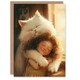 image 1 of Cute Little Girl Giant Cat Pet Love Child Birthday Card