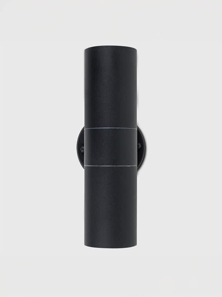 image 1 of ValueLights Black Outdoor Wall Up-Down Light and Warm White Bulbs