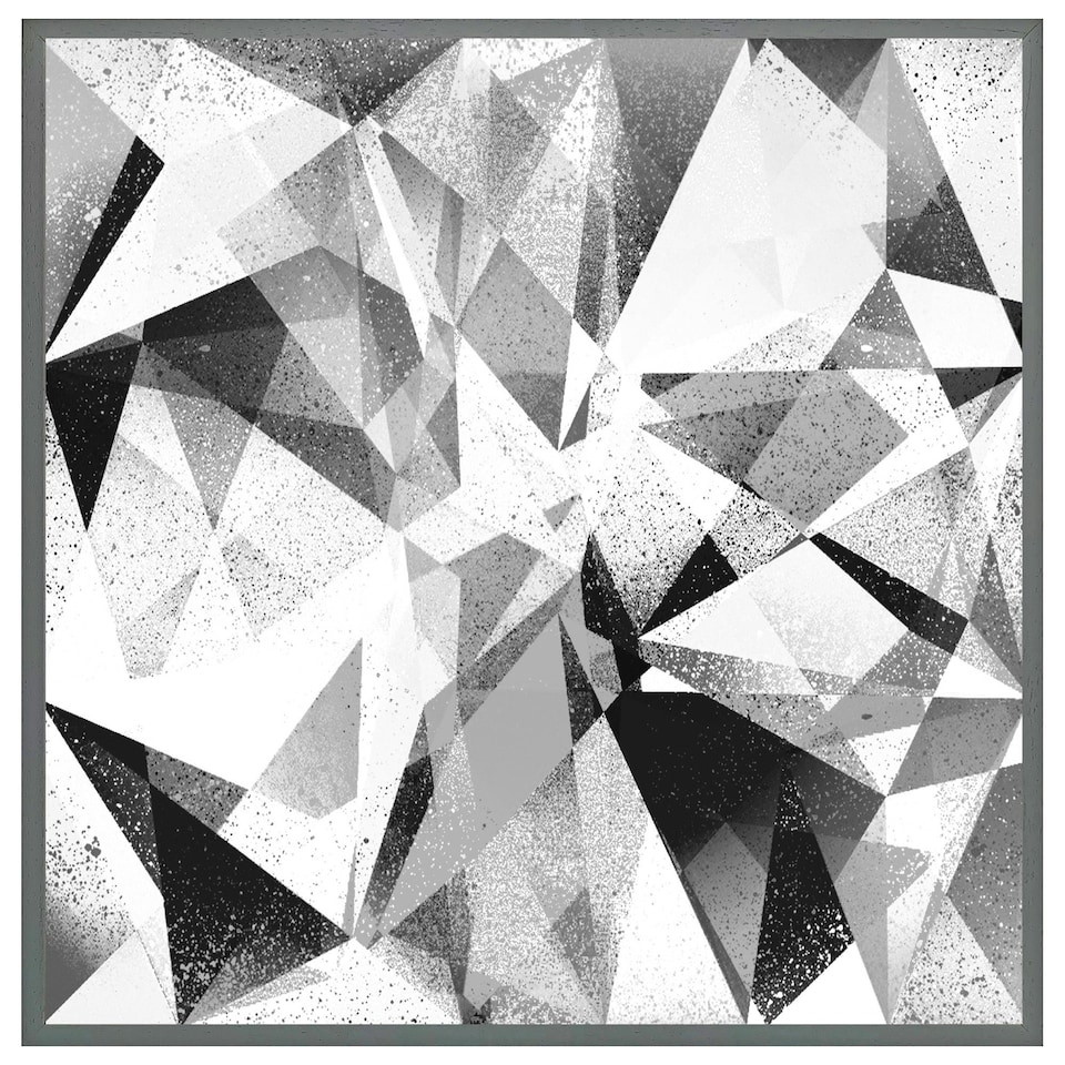 image 1 of Black & white geometric grunge pattern (Picutre Frame) Black | M