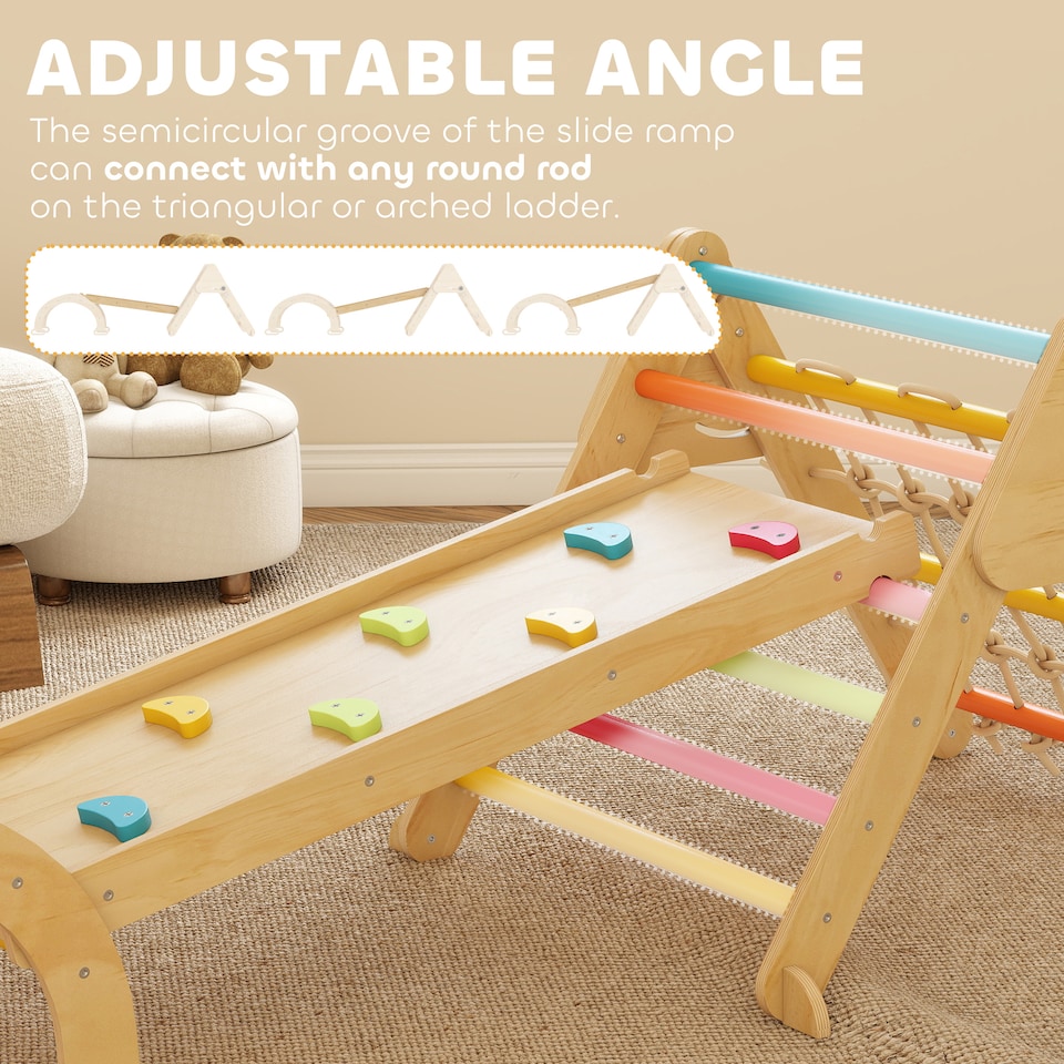 image 1 of AIYAPLAY 8-in-1 Toddler Climbing Frame, Play Triangle Set, Multicolour