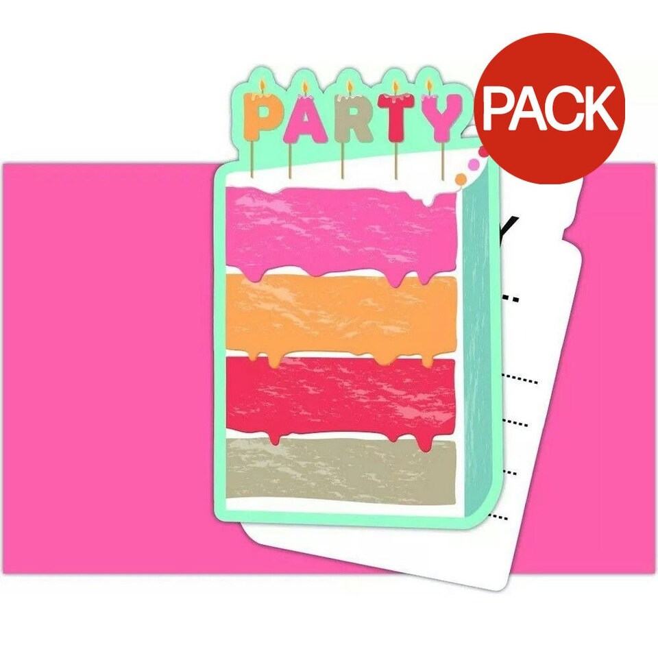 Procos Cake Birthday Invitations (Pack of 6) - Multicoloured - One Size