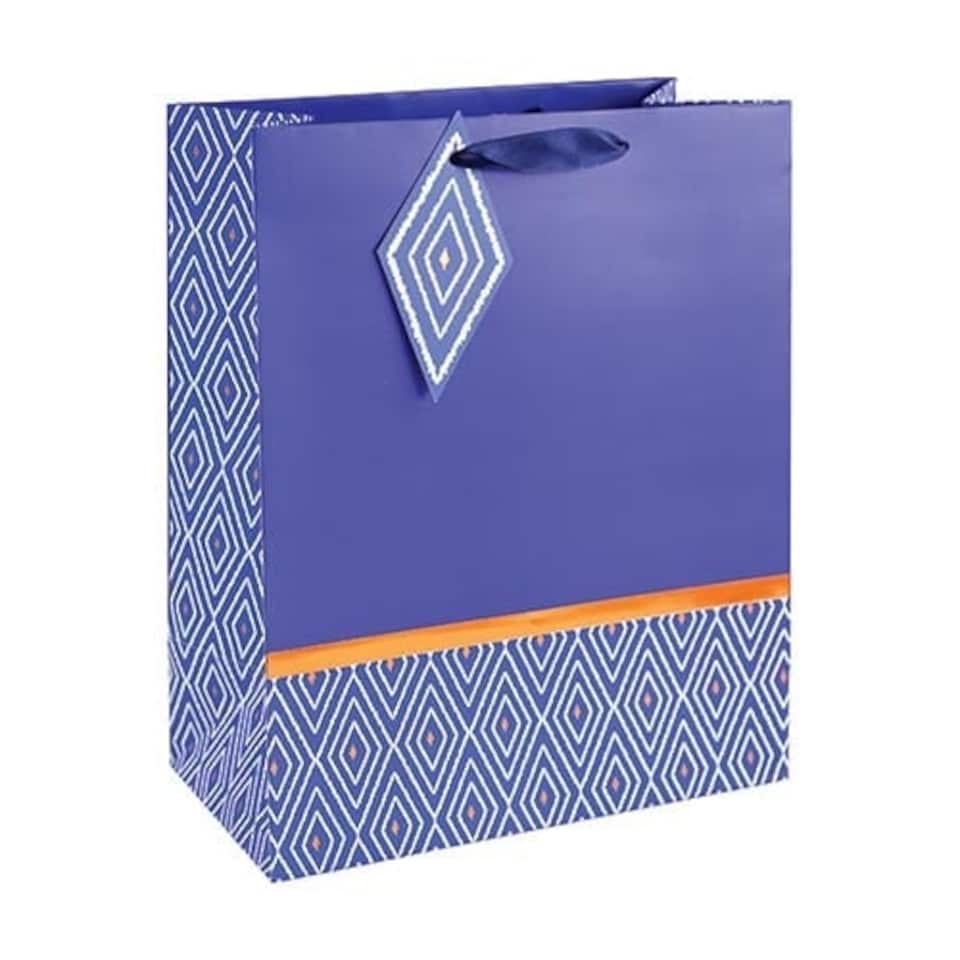 Blue Aztec Large Gift Bag 33cm