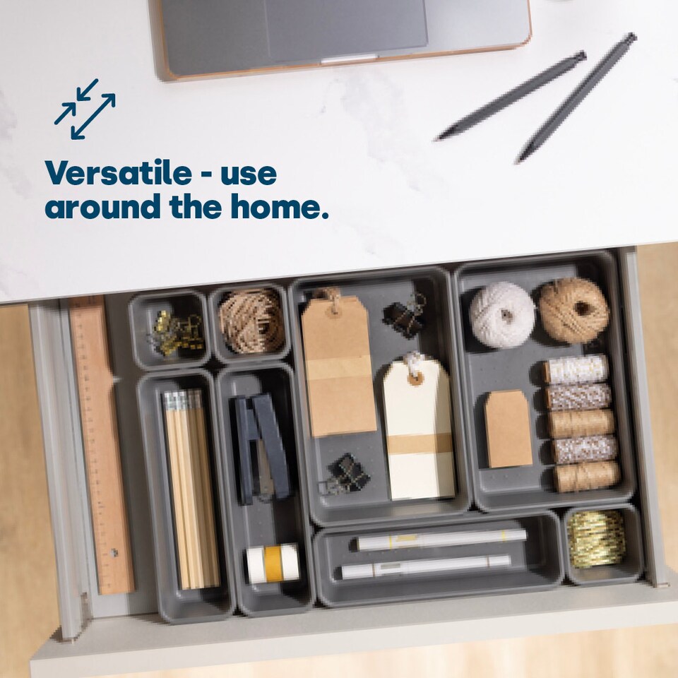 image 1 of 8PC Interlocking Drawer Organiser Grey