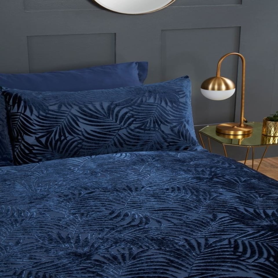 image 1 of Paloma Floral Cotton Duvet Cover Set with Pillowcase Blue | Single