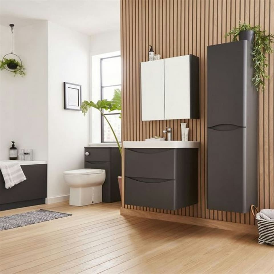 image 1 of Bathroom Back to Wall WC Toilet Unit 500mm Wide - Matt Graphite- (Arch) | Grey | Grey | 1