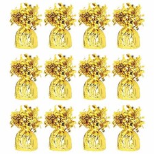 Bright Gold Foil Balloon Weights - Pack of 12