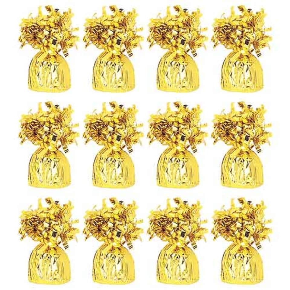 Bright Gold Foil Balloon Weights - Pack of 12