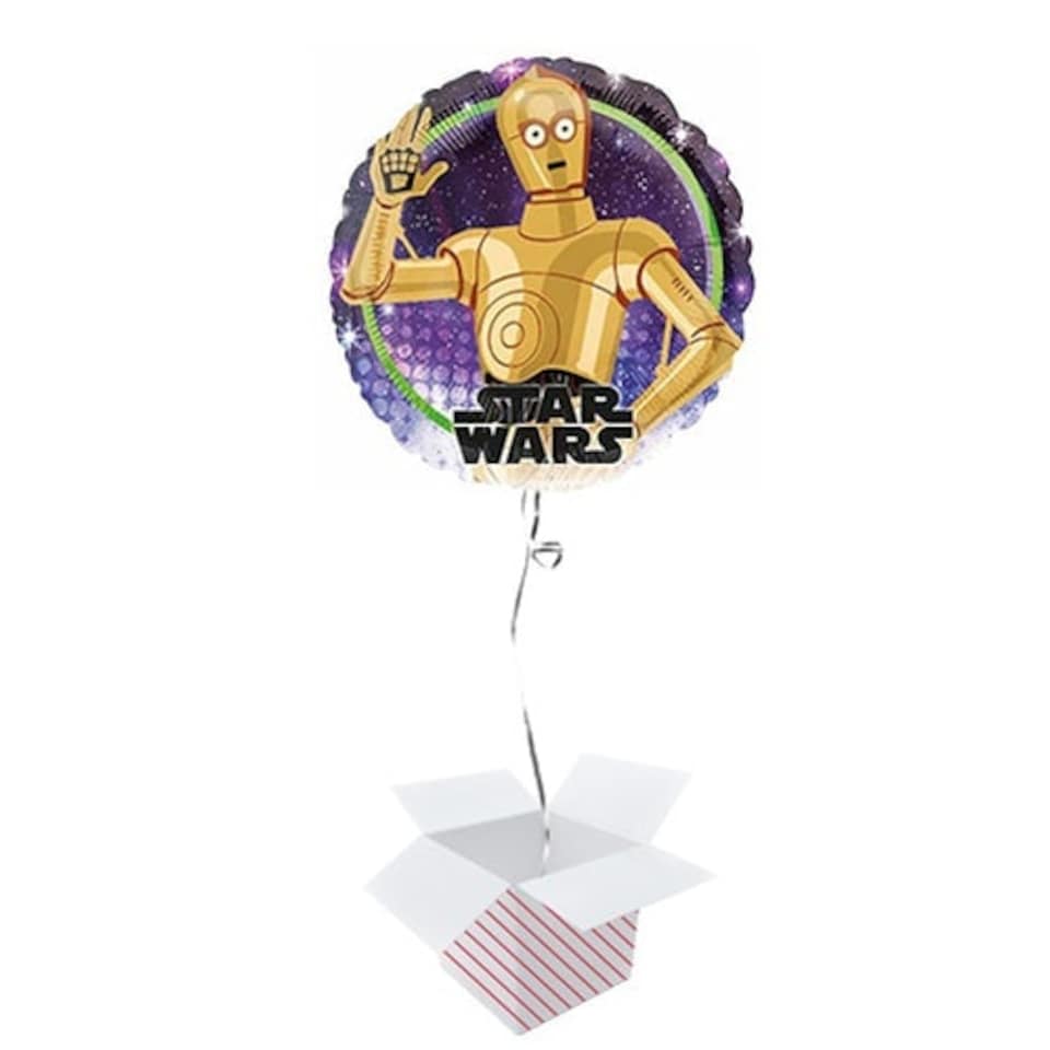 Star Wars C-3PO Round Foil Helium Balloon - Inflated Balloon in a Box