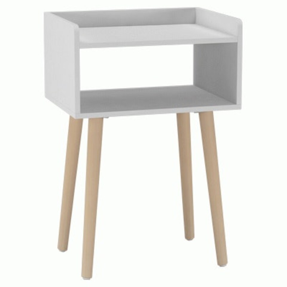 image 1 of Scandi Storage Side Table with Pine Legs White | Unit Colour: White