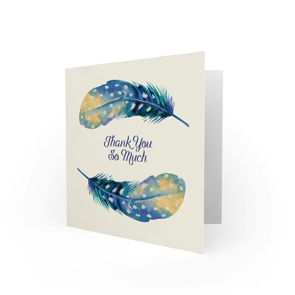 image 1 of Feather Set Watercolour Paint Yellow Thank You Card