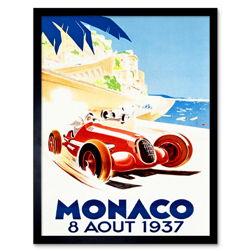 image 1 of Racing Car Monaco 1937 Grand Prix Home Decor 12x16" Framed Wall Art Print