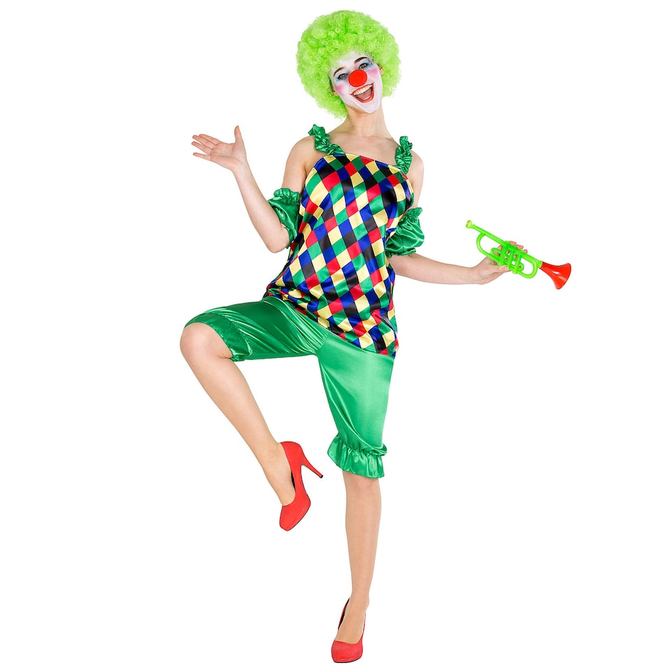 image 1 of Womens Auguste the Clown Costume | Green | green | 1