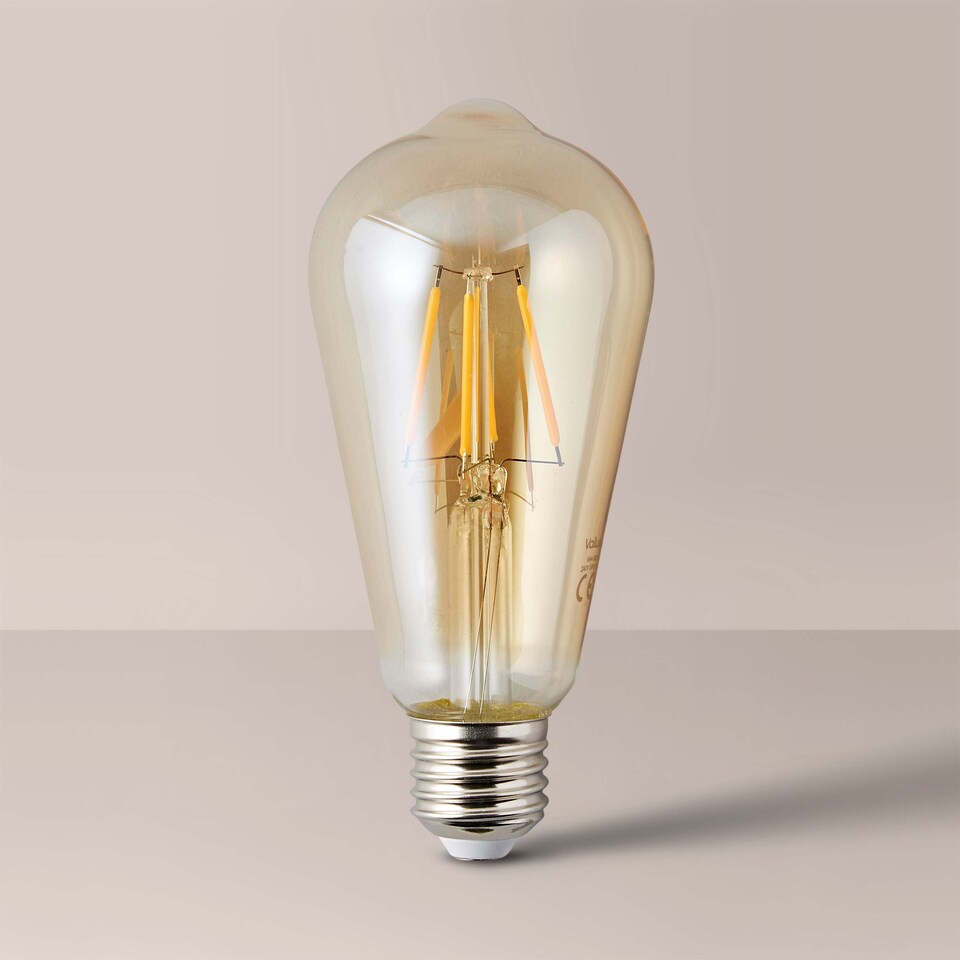 image 1 of ValueLights 5 Pack Filament Dimmable E27 Amber Pear Light Bulbs | Clear