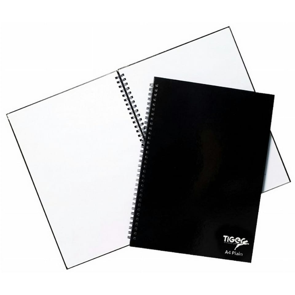 Tiger Stationery 60 Sheet Twin Wire Ring Bound Notebook - Black - A4