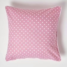 Homescapes Cotton Pink Polka Dots Cushion Cover - 60 x 60 cm | Pink | Pink | 60 x 60 cm