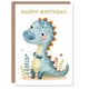 image 1 of Cute Dinosaur Cartoon Drawing Fun Kids Girl Child Kids Birthday Card