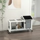 image 6 of PawHut Rabbit Hutch, Guinea Pig Cage with Wheels, Outdoor/Indoor, Grey