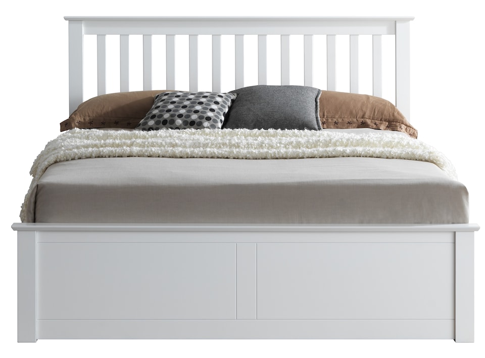 image 1 of 5ft King Size Ottoman gas lift up storage white painted finish wood wooden bed frame.Raise up underbed storeage solid woodern bedstead