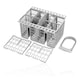 image 4 of SPARES2GO Cutlery Cage Basket compatible with Lamona Howdens Dishwasher (Grey, Removable Handle, 225mm)