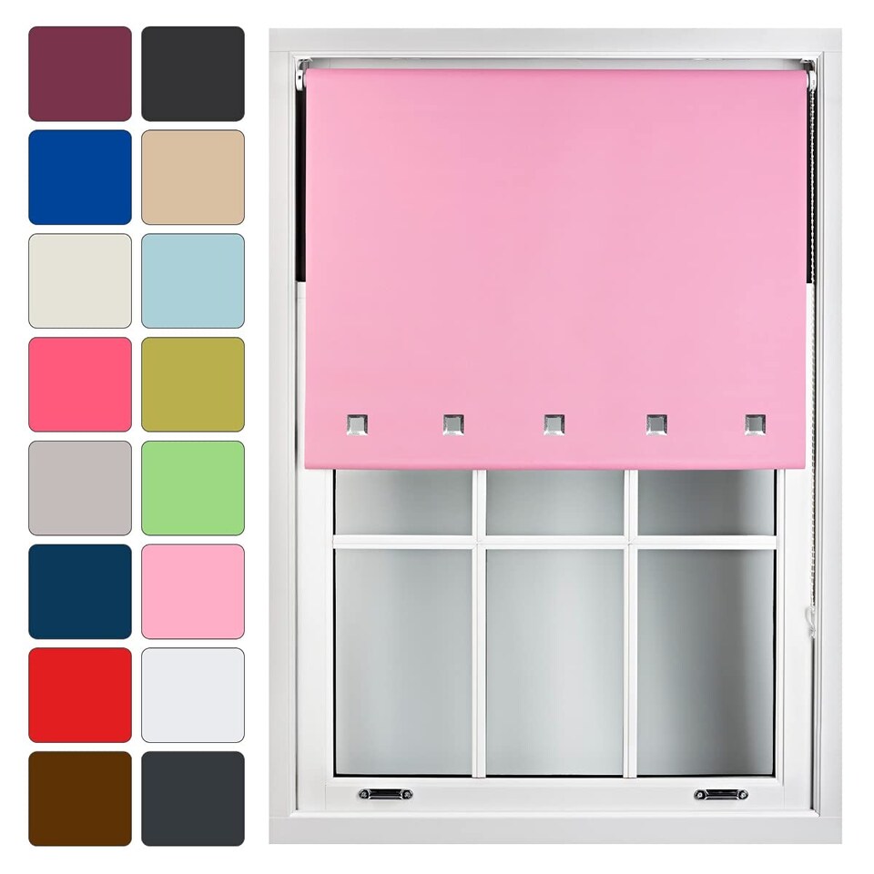 image 1 of Cut to Size Blackout Roller Blind with Square Eyelets | Custom Fit Window Blind by Furnished